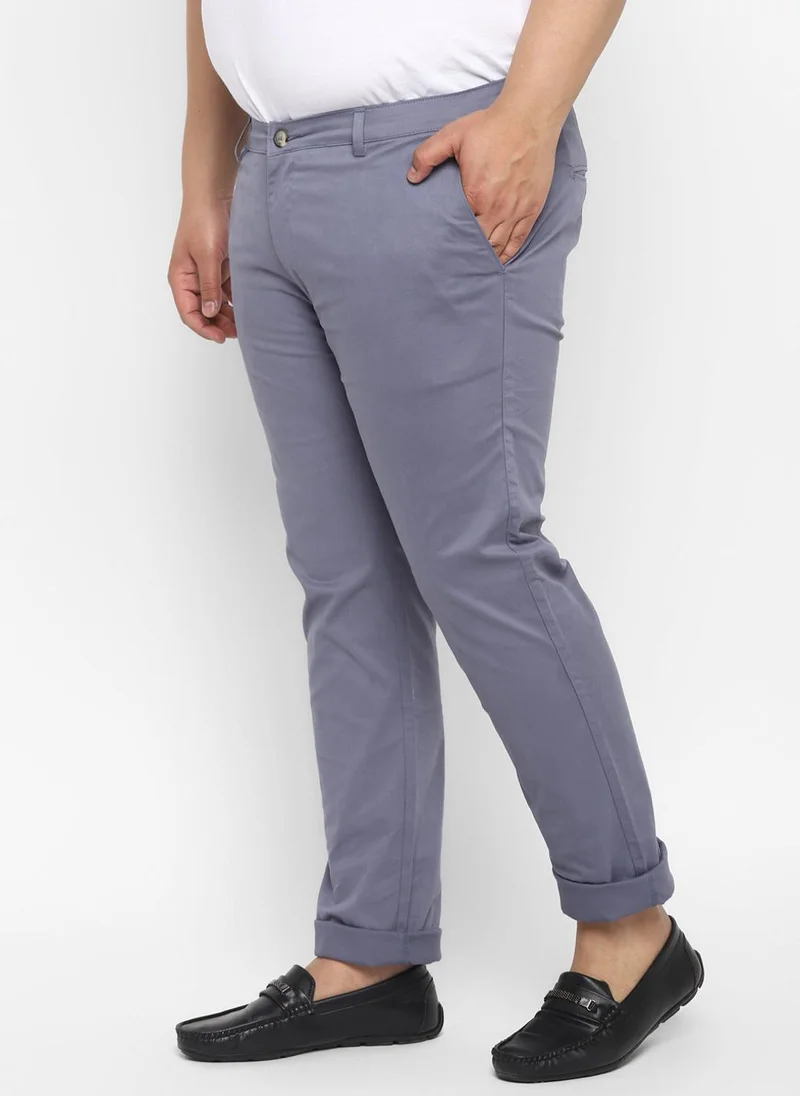 Urbano Fashion  Urbano Plus Men's Steel Blue Cotton Regular Fit Casual Chinos Trousers Stretch for Men | Best Price UAE